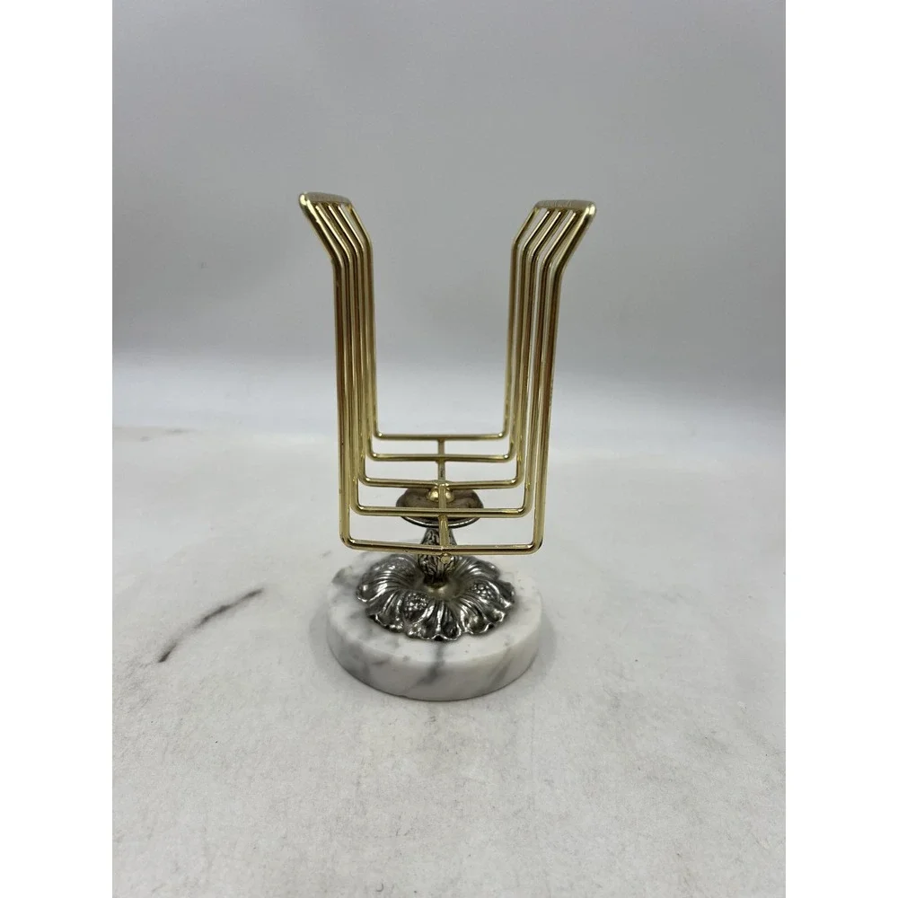 VTG Sears Towel Holder Letter Rack Bath Shop Marble Base Gold Wire Guest